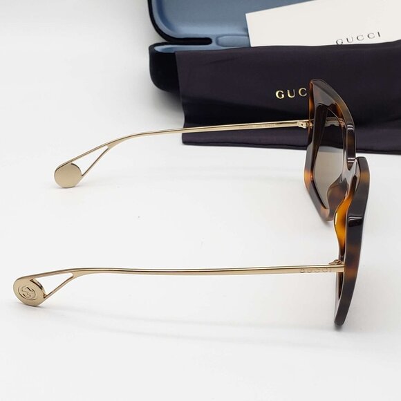 Gucci Havana Gold Brown Square Ladies Sunglasses - Picture 7 of 14